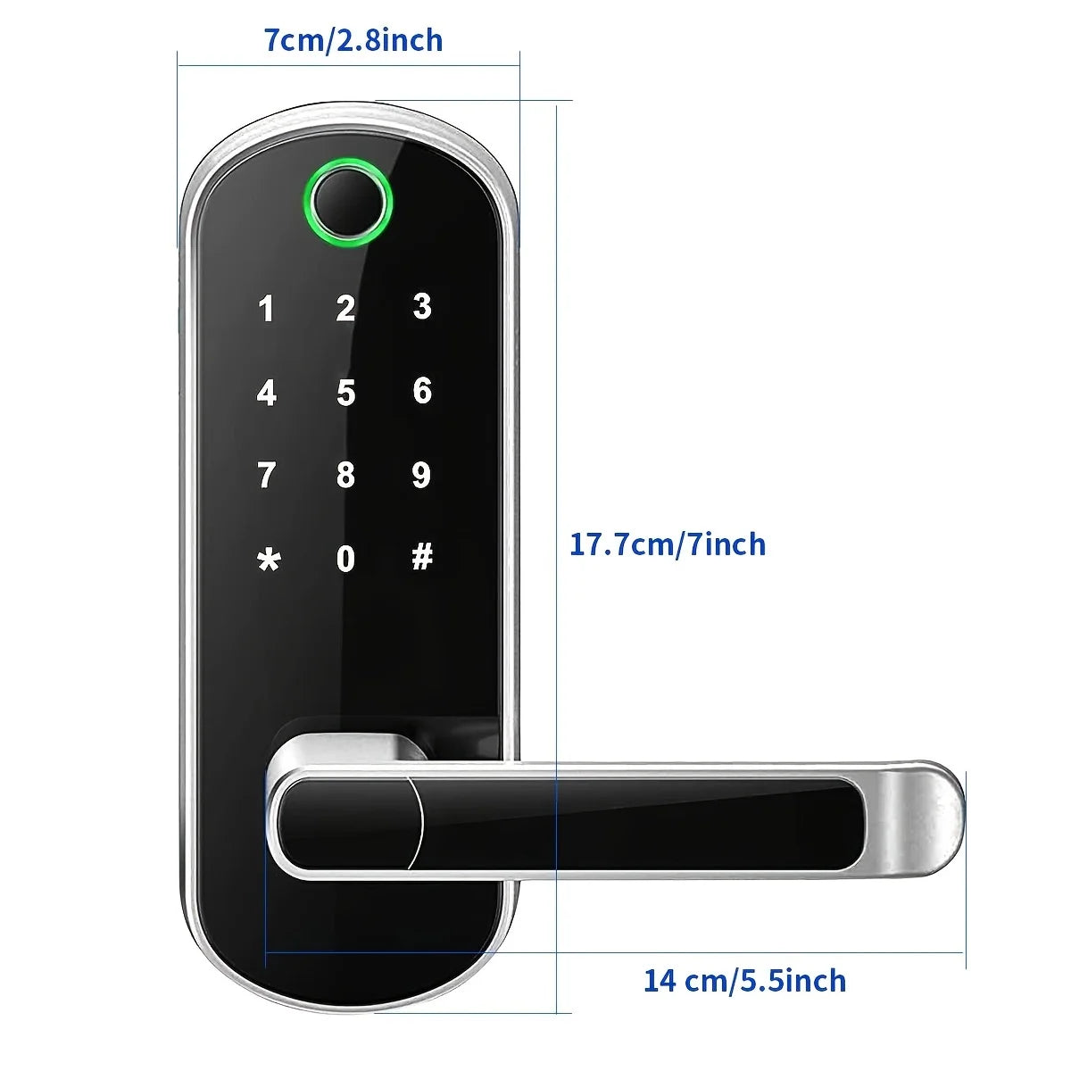 Smart Fingerprint Door Handle Lock - Keyless WIFI Touchscreen NFC with 2 IC Cards